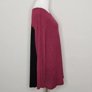 H by Halston Burgundy Long Sleeve Top with Black Back M